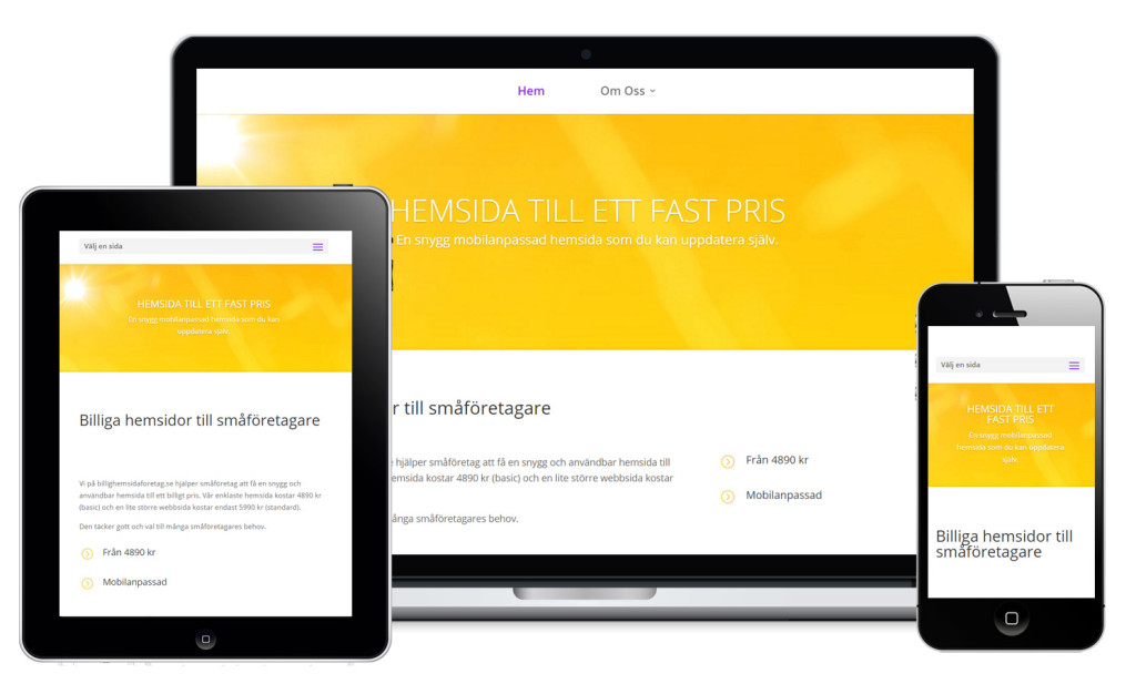 Din hemsida blir mobilanpassad och anpassar sig efter skärmstorleken.